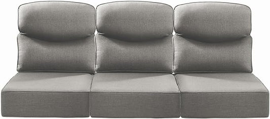 Luxury 24x24x6 Inch Smile Outdoor Sofa Cushions Set of 3 - Memory Foam Deep Seat Patio Furniture Pillows for Wicker Rocker Dining Chair Loveseat 3-Seater L-Shape Sectional Sofa - Grey