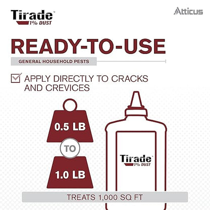 Atticus Tirade 1% Dust Insecticide (1.25 lb) - Ready-to-Use Insect Killer - Indoor and Outdoor Control of Ants, Bees, Wasps, Hornets, Cockroaches and Many Other pests