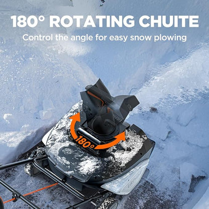 Litheli 2x20V Cordless Snow Blower, 20'' Brushless Electric Snow Thrower with Wheels, 180° Adjustable Chute, LED Lights, 2x4.0Ah Battery Included, Heavy Duty for Driveway Patio