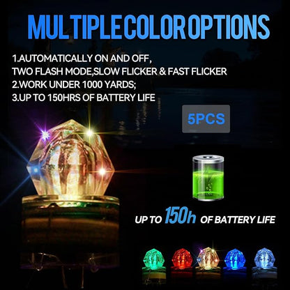 LED Underwater Fishing Lures，LED Lighted Bait Flasher，Deep Drop Fishing Lures，Fish Eye Attractive Light Bait Lure Lamp 5PCS