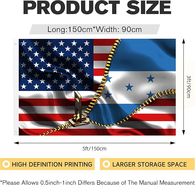 Vintage American America Usa Hondurans Honduras Flags For Outside Yard 3x5 Ft Double Sided Printed 100d Polyester Lightweight Garden Welcome Outdoor Banner Brass Grommets