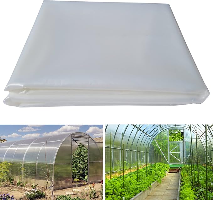 6 mil (10ft x 15ft) 100% Virgin Material. 5Layers Advanced Extrusion Technology for UV Protection, Anti-drip, Anti-Fog, Thermal and Strength. 4Years Lifetime UV Resistant Greenhouse Plastic