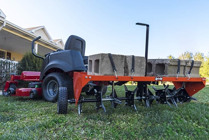 Agri-Fab 45-0299 48" Tow Behind Lawn Plug Aerator with Universal Hitch; Designed to Pull Behind Lawn & Garden Tractors