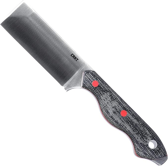 CRKT Razel Fixed Blade Knife: Everyday Carry Plain Edge, D2 Blade Steel, Resin Infused Fiber Handle w/Pocket Carry Sheath 4037,Silver/Black