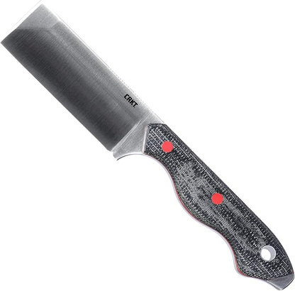 CRKT Razel Fixed Blade Knife: Everyday Carry Plain Edge, D2 Blade Steel, Resin Infused Fiber Handle w/Pocket Carry Sheath 4037,Silver/Black