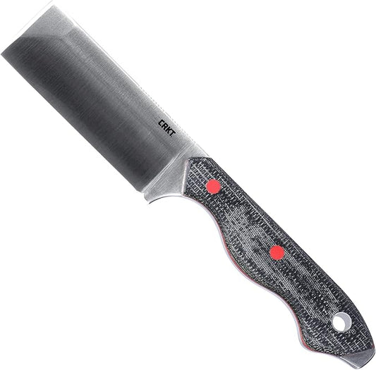 CRKT Razel Fixed Blade Knife: Everyday Carry Plain Edge, D2 Blade Steel, Resin Infused Fiber Handle w/Pocket Carry Sheath 4037,Silver/Black