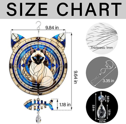 Siamese Cat Wind Spinner, Siamese Cat Wind Spinner Hanging for Yard and Garden