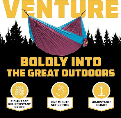 Wise Owl Outfitters Camping Hammock – 500lbs Portable Hammock with Tree Straps - Travel, Backpacking, Hiking, Outdoors Camping Gear - Single or Double