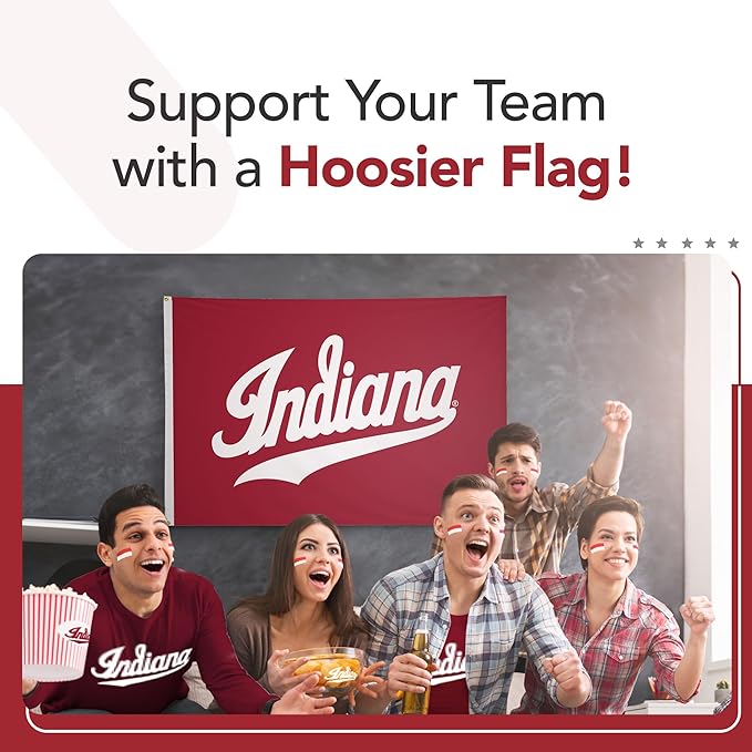 Indiana Hoosiers College Sports Printed Flag - NCAA Licensed - Nylon - School Banner (White, Red) (4' x 6')