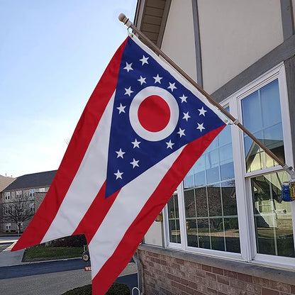 Bradford Ohio State Flag 3x5 ft Outdoor, Double Sided Burgee Heavy Duty, 3 Layers OH State Flag With 2 Brass Grommets for Outside House Long Lasting