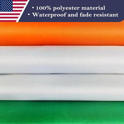 Double Sided Ireland Flag 4x6 Made in USA Outdoor Heavy Duty 3 Ply Polyester Irish Flag with White Starting Tape and 2 Brass Grommets