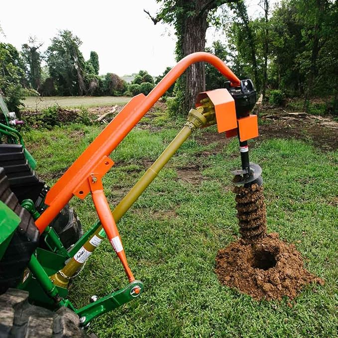 Titan Attachments 60 HP 3 Point Post Hole Digger with 9" Auger Attachment, Fits Cat 1 Tractors for Fence Post Holes, Deck Installation