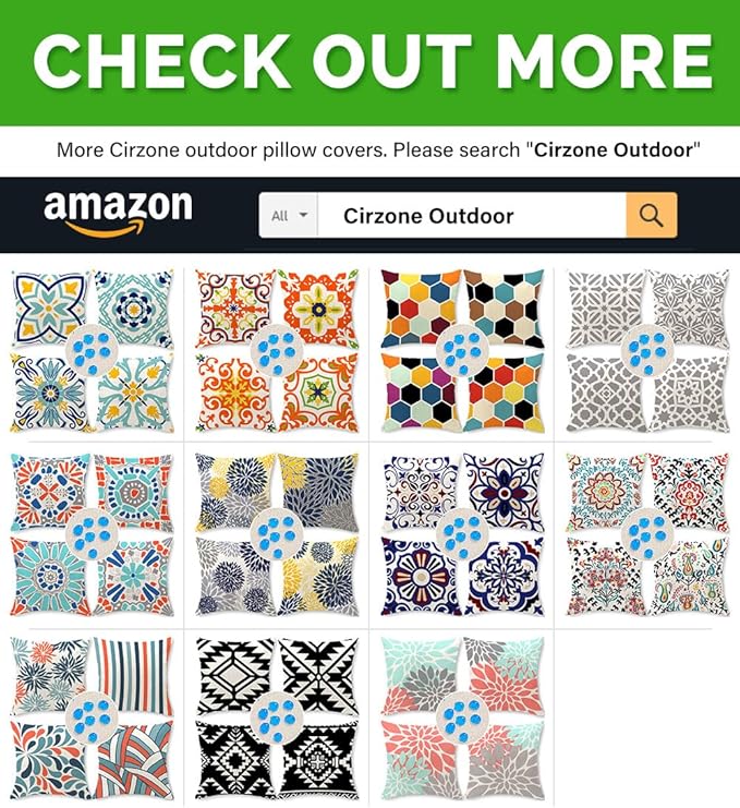 Cirzone Outdoor Pillow Covers 18x18 Set of 4 Striped Patterns Waterproof Throw Outdoor Pillows Decorations for Patio Garden, Home