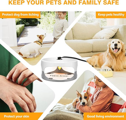 Flea Traps for Inside Your Home 2 Packs, Flea Light Trap for Indoor, Bed Bug Killer with Sticky Pads & Light Bulb Replacement, Natural Fleas Insect Infestation Treatment Trap