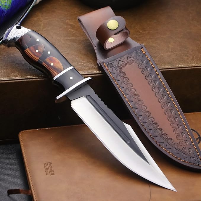 (DeHong-88 Hunting Knife, 7.1" (about 18 cm) Fixed Blade Tactical knife ，Configure leather scabbard,Camping, survival， Slicing, Boning, Gift Collection