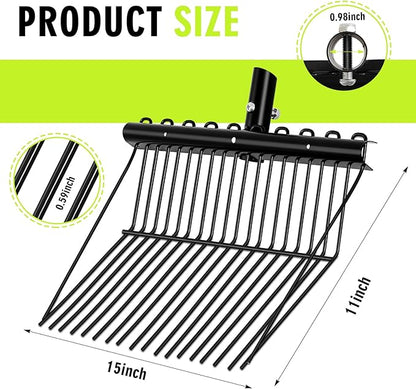 Tandefio 2 Pack Pitchfork Replacement Head Metal Horse Manure Rake Gardening Pitch Fork with Angled Tines for Horse Stall Poop Picking up(Black)