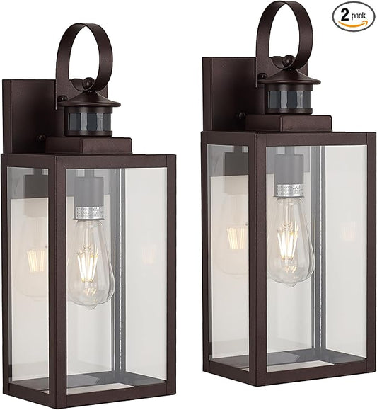 MICSIU 2 Pack Motion Sensor Outdoor Wall Lights Fixture, 18 Inch Oil Rubbed Bronze Dusk to Dawn Outdoor Lighting, Extra Large Exterior Wall Lights for House, Porch, Pathway, Patio