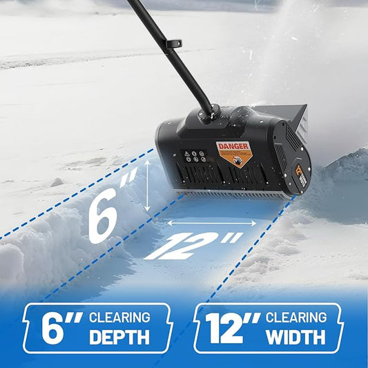 Litheli Cordless Snow Shovel, 40V 12'' Brushless Electric Snow Blower for Driveway, Battery Powered Snow Thrower, 4.0Ah Battery Included