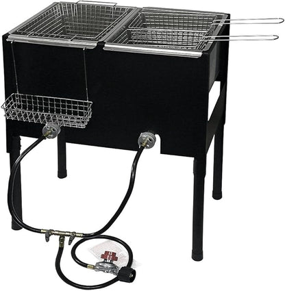 Barton 148,000 BTU High-Pressure Triple Basket Deep Fryer Dual Burner Propane LPG Fish Cooker Fry Basket Fryer Outdoor Catering, Events, Camping
