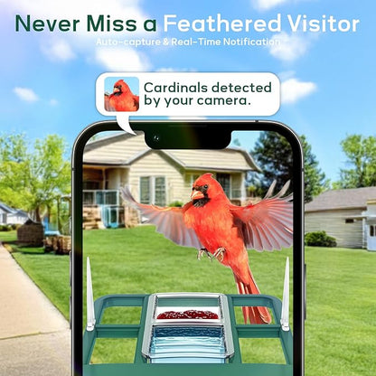Smart Bird Feeder with Camera,Solar Powered,Waterproof Outdoor WiFi Bird House with Camera,Built in AI Birds Identification,Auto Records FHD Birds Videos to Cloud Storage,Ideal Gift for Mom and Dad