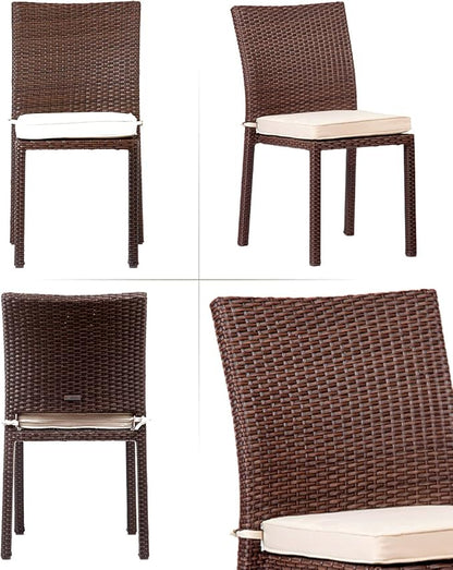 Amazonia Jefferson 9-Piece Patio Extendable Dining Table Set | Brown Wicker Chairs with Cushion | Ideal for Outdoors and Indoors