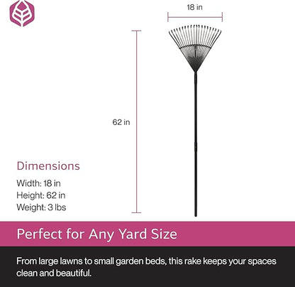 Yard Butler World’s Greatest Leaf Rake | Heavy Duty All Steel Rake with Ergonomic Garden Claw, 20 Free-Floating Tines & Long Metal Handle – Lawn, Yard, Bed, Landscape for Leaves, Grass & Debris, 18"
