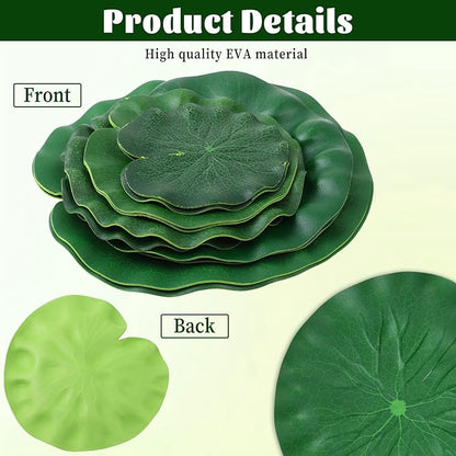 10Pcs Floating Lily Pads for Ponds - 5 Sizes Artificial Lotus Leaves, Realistic EVA Foam Decorative Pads for Pool, Fountain, Garden, Aquarium Decor