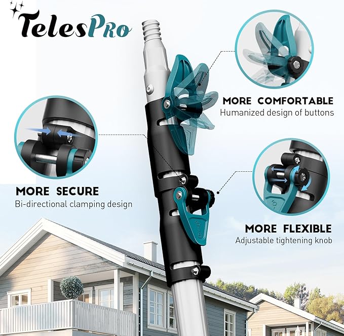 12FT Telescoping Fruit Picker (20+ Foot Reach) | Lightweight High-Grade Aluminum Extension Pole with Easy Attach Twist-On Apple Basket | Durable Fruit Picking Tool
