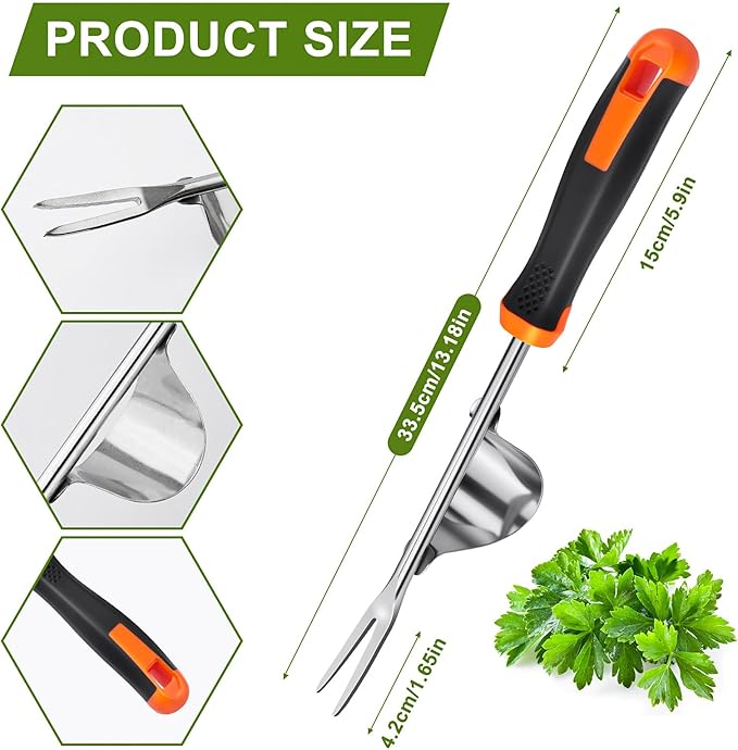 Weed Puller Tool, Rubber Handle Weed Remover Tool, Manual Weeder,V-Shaped Weeding Tool, 4 Teeth Weeding Tool,Planting and Weeding for Garden, Patio, Backyard Farm(2PC)