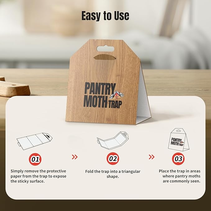 POPTRAP 20 Pack Pantry Moth Traps, Non-Toxic Glue Moth Trap for Food and Cupboard, Traps with Natural Pheromones, Wood Grain Appearance for Pantry Moths