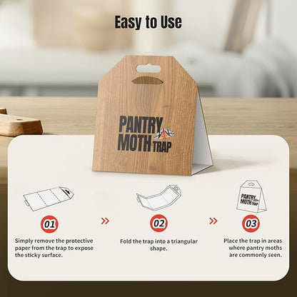 POPTRAP 20 Pack Pantry Moth Traps, Non-Toxic Glue Moth Trap for Food and Cupboard, Traps with Natural Pheromones, Wood Grain Appearance for Pantry Moths