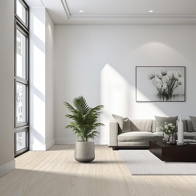 Kante 11.6" Dia Round Concrete Planter, Outdoor Indoor Large Plant Pots Containers with Drainage Hole and Rubber Plug for Home Garden Patio, Buff Concrete