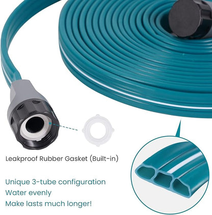 LINEX Sprinkler Soaker Hose 15 ft 2 pack for Garden Lawn Watering Hose with Stakes