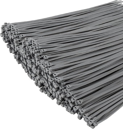 XINGO 1000 PCS Silver Zip Ties 8 Inch, 60 LBS Tensile Strength, Self-Locking Nylon Plastic Nylon PA66 Wire Ties for Indoor and Outdoor Use