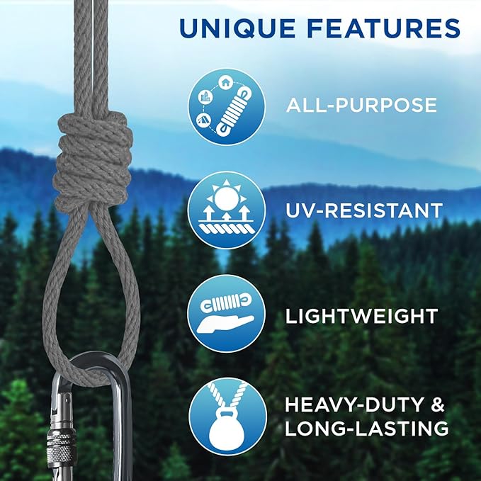 TECEUM Cotton Rope 3/16” (5 mm) – 100 FT – Strong All-Purpose Braided Rope – Natural Cotton – for Crafting, Сamping, Clothes Line, DIY, Indoor & Outdoor Use – Gray