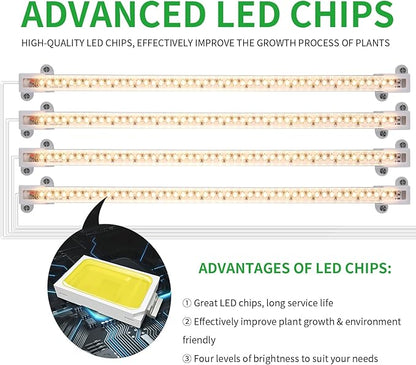 LED Plant Growing lamp, 3000K Full Spectrum Grow Light Strips for Indoor Plants with 3/9/12H Timer & 10 Dimmable Levels, Sunlike Grow Light for Green House Hydroponics Succulent