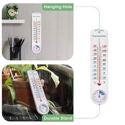 Outdoor/Indoor Thermometer Hygrometer Humidity Meter Thermometers Temperature Humidity Gauge Meter with Fahrenheit/Celsius ℉/℃ for Patio Field Cellar Garden Humidors Greenhouse Closet by AikTryee