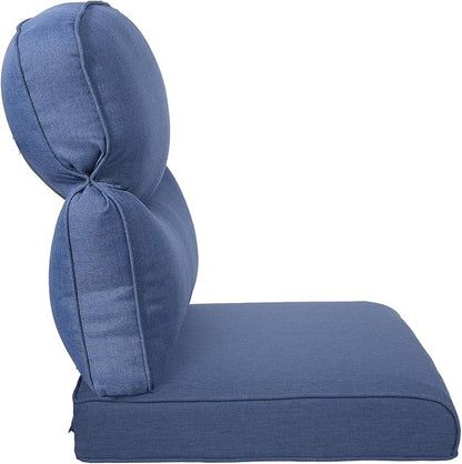 Pop 22x25/22x24 Outdoor Cushions for Patio Couch Chairs Set of 3 - High Back Comfy Outside Seat Cushions for Wicker Dining Rocker Glider Loveseat 3-Seater Sectional Sofa - Navy Blue/Smile