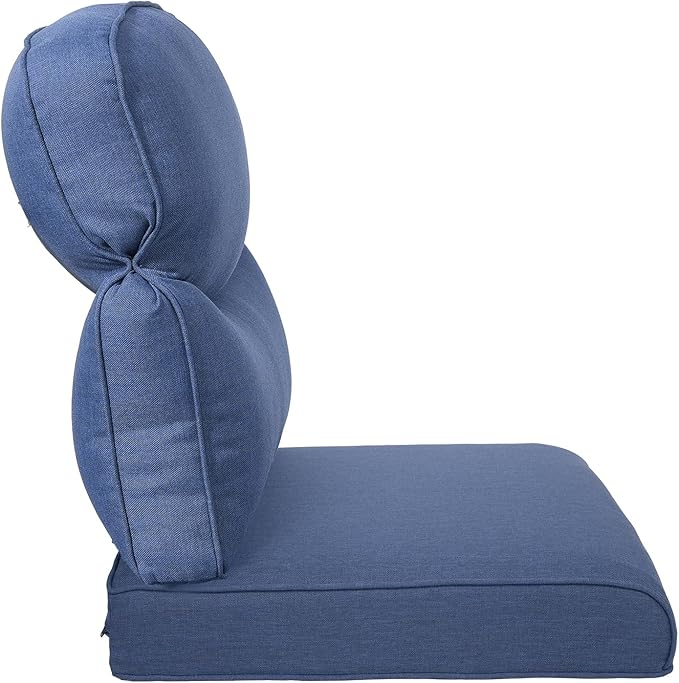 Pop 22x25/22x24 Outdoor Seat Cushions Set of 2 - Comfortable High Back Water-Resistant Patio Wicker Chairs Cushion for Dining Rocker Glider Loveseat Couch Sectional Sofa - Navy Blue/Smile