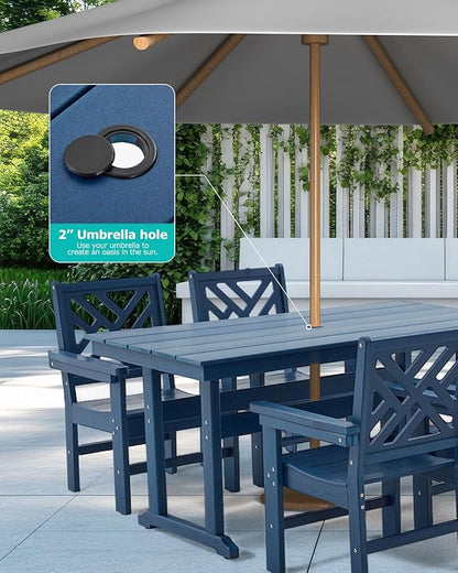 10 Piece HDPE Outdoor Dining Set for 8, Patio HDPE Furniture Set with 2 Table and Umbrella Hole, Outdoor Table and Chairs for Garden, Poolside, Backyard, Deck