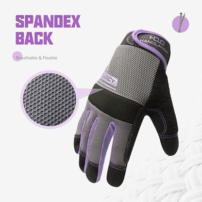 HANDLANDY Women Safety Work Gloves Utility Touch Screen Working Grip Glove for Yardwork Gardening Breathable Mechanic Gloves
