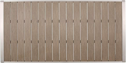Great Deal Furniture Hannah Outdoor Modern Aluminum Dining Table with Faux Wood Table Top, Natural and Silver