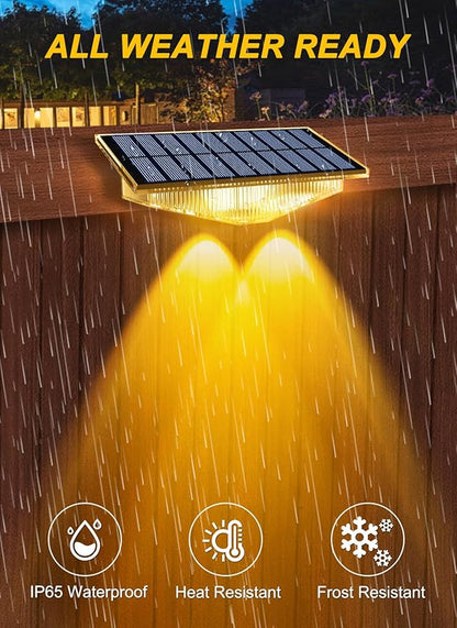 Solar Fence Lights Outdoor - 3000K/4000K/6000K 3 Color Modes, IP65 Waterproof Fence Lights Solar Powered Outdoor, Solar Powered Wall Light for Outside Porch Step Wall Stairs Patio Yard (4 Pack)
