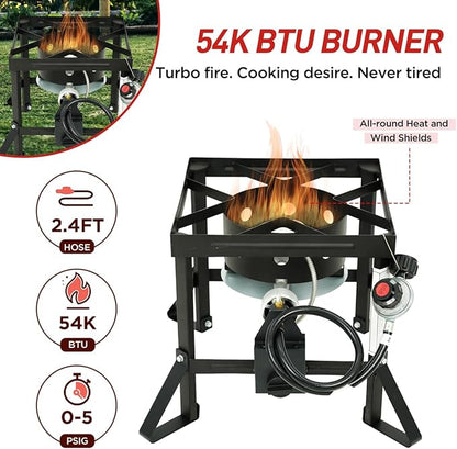 Red Mountain Valley 36Qt Turkey Fryer with Propane Burners, Aluminum Turkey Fryer Pot Basket, Propane Deep Fryer for Outdoor Cooking, Seafood Boil with Spigot,Timer, Marinade Injector, Turkey Rack
