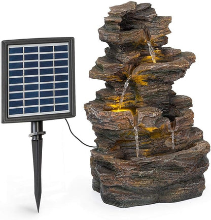BLUMFELDT Messina Solar Powered Water Fountain for Garden, Indoor and Outdoor Fountains, Waterfall for Outside, Solar Panel: 9V/2.8W, 7 x 5.5 Inches