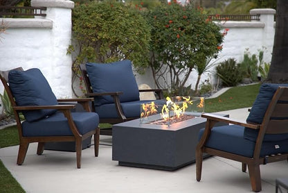 AMS Creations | Chelsea 55 inch Rectangular Wavy Dark Gray Concrete GFRC Propane Gas Fire Table Pit