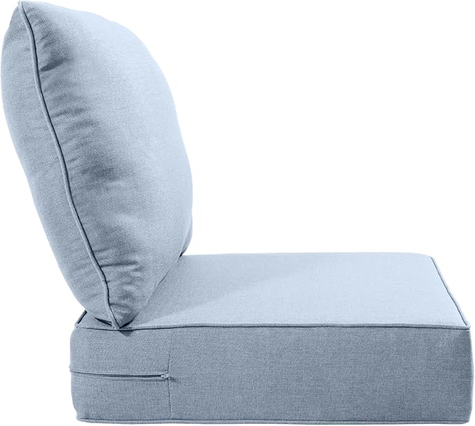 Luxury 24x24x6 Inch Outdoor Seat Cushions - Set of 2 Water Resistant Patio Chair Comfortable Cushion for Porch Rattan Dining Rocker Glider Chairs Loveseat Couch Sectional Sofa - Baby Blue
