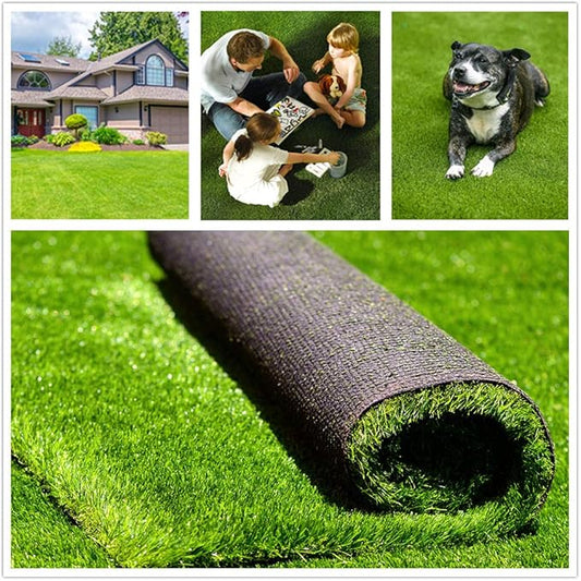 Artificial Grass Turf 9FTX48FT, 1.38" Pile Height Realistic Synthetic Grass, Indoor Outdoor Pet Faux Grass Astro Rug Carpet for Garden Backyard Patio Balcony