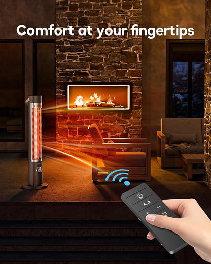 Patio Heater for Outdoor Use, 32.1" Electric Space Heater Indoor, Portable Infrared Heater with 60-Degree Oscillation, Timer, Remote, for Patio, Gazebo, Black