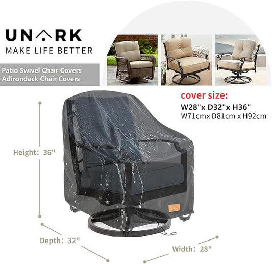 Outdoor Swivel Chair Covers Waterproof 2 Pack,Outdoor Chair Covers Patio Furniture Cover for Deck Patio Swivel Chair Heavy Duty, 28 W x 32 D x 36 H inches,Black